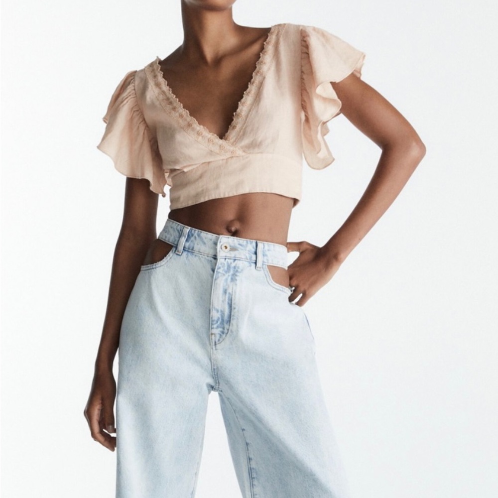 Zara Flutter Sleeve Crop Top